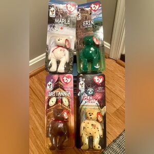 Ty Beanie Babies Britannia, Glory, Erin, and Maple Bears